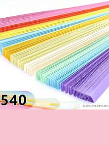 Colorful Gradient Star Origami Strips, Lucky Star Pentagram Paper, Kindergarten Handmade DIY Star Paper - Multicolor - View 8