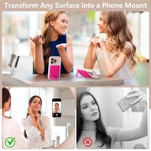 2-In-1 Silicone Suction Cup Phone Holder, With Suction Cup And Stand, Compatible With Iphone And Android Phones, Selfie, Video And Live Streaming Sticky Stand, Strong Suction Silicone Phone Protective Case, With Metal Stand Foldable On Desktop, TPU Soft Leather Texture Anti-Slip, Fashionable And Multifunctional - Multicolor - View 7