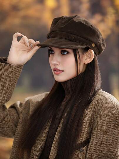1pc Women's Versatile Retro British Style Beret Hat, Autumn/Winter Newsboy Cap, High-Quality Warm Hat Suitable For Outdoor Walking, Shopping, Vacation, Daily Wear, Autumn/Winter Fashion, Women Winter Silk Hat