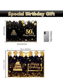 1/5/10/20张装黑色金色折叠贺卡，适合18-80岁人士，生日装饰，礼物，签名卡，派对礼品，留言卡，生日和节日用品 - 彩色 - 查看 4