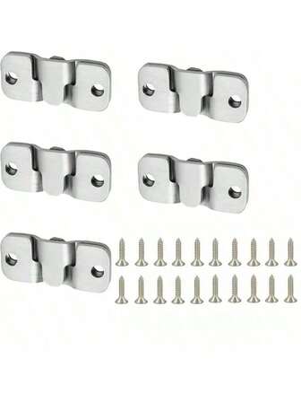 30 pièces (10 crochets en acier inoxydable emboîtables + 20 vis) Crochets de suspension pour cadres avec 20/40 vis - Pinces de montage mural robustes pour grands cadres, meubles, décoration d'intérieur, art mural moderne. Pinces en métal durables, quincaillerie de suspension pour cadres