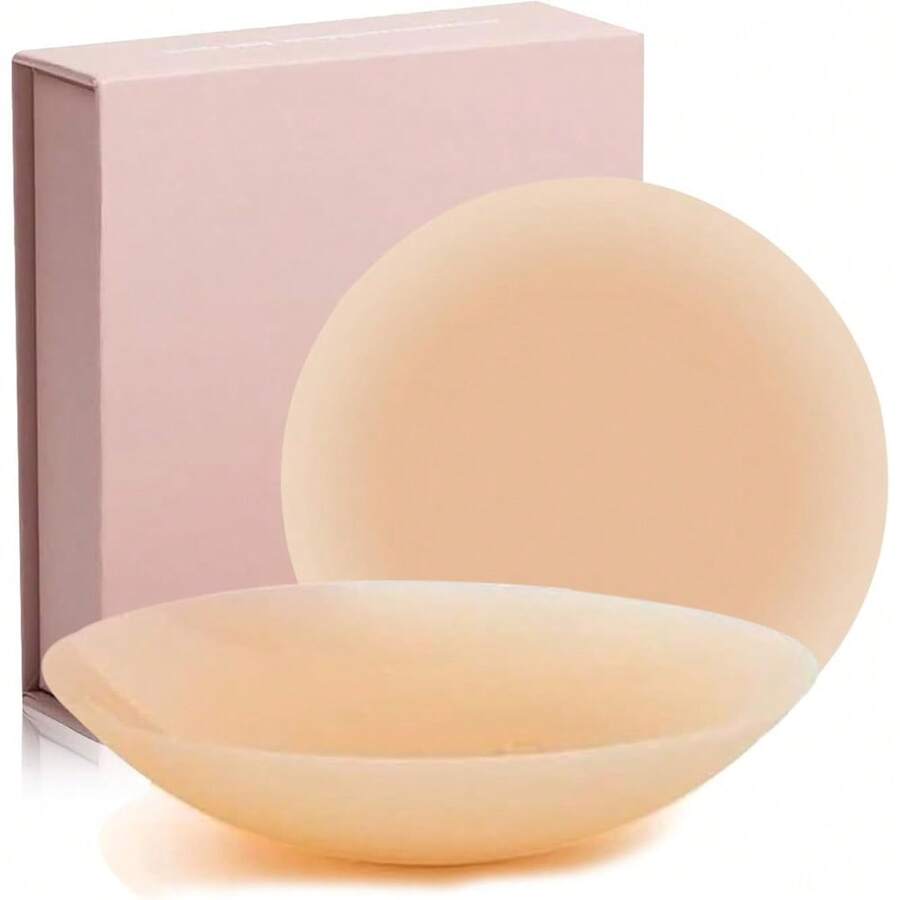 1 Pairs Nipple CoversCake Grippy Seamless Covers, Sticky Adhesive Silicone Nipple Pasties, Reusable Pasty Nipple Covers For Women - Champagne-10cm/3.94in - View 1