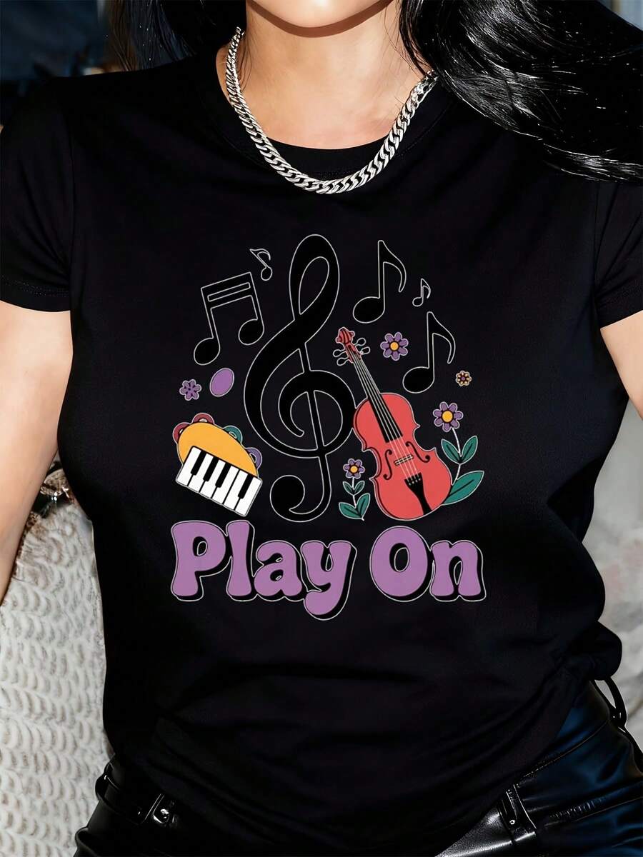 Play On T-Shirt, Music T-Shirt, Play On Sublimation, Music Sublimation, T-Shirt, Sublimation Design, T-Shirt Design, T-Shirt - 黑色 - 查看 1