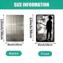 1pc "The Cure" Vintage Aluminum Sign - Waterproof & Dust-Proof Metal Poster With Artistic Black & White Design - Ideal For Home, Bar, Cafe Wall Decor - Unique Gift For Music Lovers, Music Room Decor, 2D, Perfect For Room Decor - Multicolor - View 4