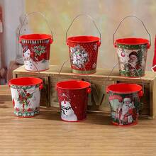 Cubo de almacenamiento creativo navideño, cubo de almacenamiento multiusos, cubo decorativo de muñeco de nieve navideño, adecuado para decoración y almacenamiento de muñecos de nieve, Feliz Navidad