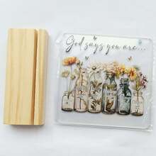 Acrylic Decoration With Inspirational Message "God Says You Are" , Christmas Decorations, Heartwarming Prayer Room Decoration, 2D Flat Printing, For Decorating Your Home, Office, Mother's Day, Valentine's Day, Anniversary, Birthday, Graduation, Thanksgiving