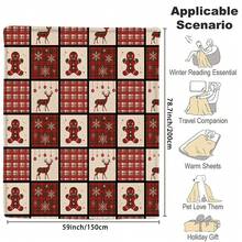Christmas1pc Gingerbread Man, Little Deer, Snowflakes, Red Plaid Flannel Blanket,280gsm, Retro Patchwork Style Throw Blankets, Blanket For Bed, Tapestry,Rug, Suitable For Home Decor,The Four Seasons, Bedroom Decor, Room Decoration Stuff, Living Room Decor, Picnic Blanket, Best Friend Gifts, Bed.