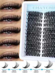216/192 szt. puszystych, pojedynczych rzęs w kształcie litery D, kocie oko, do łączenia na lewą i prawą stronę, pojedyncze rzęsy 80/100D DIY, bardzo grube, naturalne, trwałe, ultralekkie, ultramiękkie, wielokrotnego użytku, zestaw do przedłużania rzęs, klej i uszczelniacz, pęseta do rzęs, szczoteczka do rzęs, odpowiednie dla początkujących, do użytku domowego, na co dzień, na imprezy, w podróży i na festiwale muzyczne
