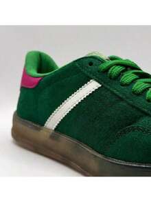 GZL Women's Casual Fashion Leather Suede Skate Sneakers - 綠色 - 查看 2