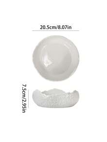 1pc Asymmetrical Ceramic Deep Plate, Salad Plate, Matte Finish Cold Dish Plate, Fruit Salad Bowl, Creative Western Dining Plate, Snack Plate, Suitable For Home Daily Tableware, Party Gathering Plate, Dessert Plate, Gift, Holiday Decor