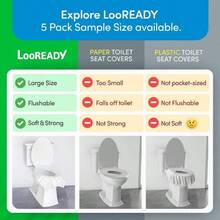 Fundas de asiento de inodoro, desechables, extragrandes, desechables y biodegradables, ideales para viajes, entrenamiento de orinal e higiene personal, 5 paquetes envueltos individualmente - Paquete de 5 - Ver 8