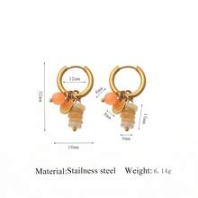 304不鏽鋼18K鍍金獨特歐式極簡風珍珠葉片夾耳環，時尚天然石珠飾女款 - 彩色 - 查看 15
