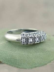 1 Stück Boho-Stil Vintage Silberfarben Kubikzirkonia Damen Ring, geeignet für Hochzeit, Verlobung, Versprechen, Alltag