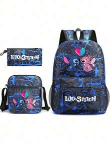 3D打印星空动画儿童铅笔袋背包单肩包三件套，适合开学季；大容量化妆品收纳包，可装口红、化妆刷、护肤品、手机、零钱、小物件等，居家、送礼、度假、节日（万圣节、圣诞节等）多功能用途 - 彩色 - 查看 12