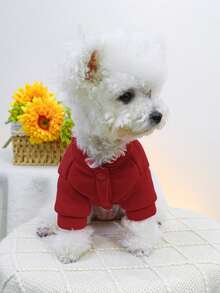1 chiếc quần áo cho thú cưng, áo hoodie in chữ B dễ thương dành cho chó và mèo nhỏ, ấm áp và thoải mái, thích hợp cho mùa thu/đông. - Đỏ - Xem 4