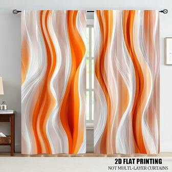 2 st moderna abstrakta gardiner: Gradienta, vågiga och geometriska mönster lyfter heminredningen med dessa iögonfallande gardiner! Från lugna blå gradienter till livfulla orange-vita vågor och eleganta geometriska block, varje design ger en unik konstnärlig känsla. Perfekt för moderna utrymmen, filtrerar de ljuset mjukt samtidigt som de ger en djärv visuell effekt. Tillverkade av kvalitetspolyester, byggda för att hålla.