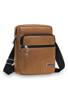 1 szt. Jednokolorowy plecak casualowy ze skóry PU z wieloma kieszeniami, zapinany na zamek błyskawiczny, odpowiedni dla mężczyzn do noszenia codziennych niezbędnych rzeczy, na ramię/przez ramię/do ręki, odpowiedni na wiosnę, lato, jesień, do biura, dojazdy do pracy, biznes