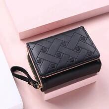Cartera corta bordada Love Zero para mujeres con cremallera y hebilla, gran capacidad, bolso para tarjetas, moda versátil y simple - Caqui - Ver 6