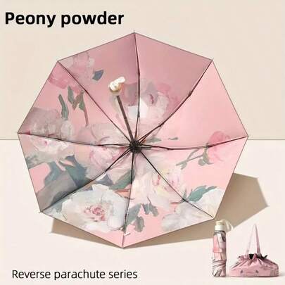 1pc Luxury Reversible Double Flower Umbrella, 3-Fold Umbrella, Sunny & Rainy Dual-Use Double-Layer Umbrella, Sun Umbrella, UV Protection Umbrella, Spring Summer Picks, Brides Maid Gifts, Room, Bedroom Decor, Bedroom Decor, Beach, Travel, For Men, For Women, Vacation,Cute Stuff