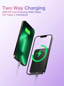 Portable Magnetic Wireless Power Bank 10000mAh Mini Charger 15W/22.5W PD Fast Charging With USB-C Input And Output, LED Digital Display, Strong Magnetic Alignment, Slim And Compact Travel Battery Pack Compatible With IOS 12/13/14/15/16/17 Pro/Pro Max/Plus And Android Phones, Emergency Backup Power For Outdoor Adventures, Great Gift For Family And Friends - Nhiều màu - Xem 9
