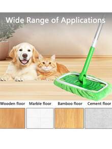 4 Reusable Mop Pads: Washable, Highly Absorbent, Suitable For Both Dry And Wet Cleaning, Green Polyester Fiber With White Edge Circular Design, Compatible With Most Flat Mops, No Mop Head Included, Efficient Floor Care Tool, Meticulous Surface Treatment, Highly Absorbent Material - màu xanh lá - Xem 8
