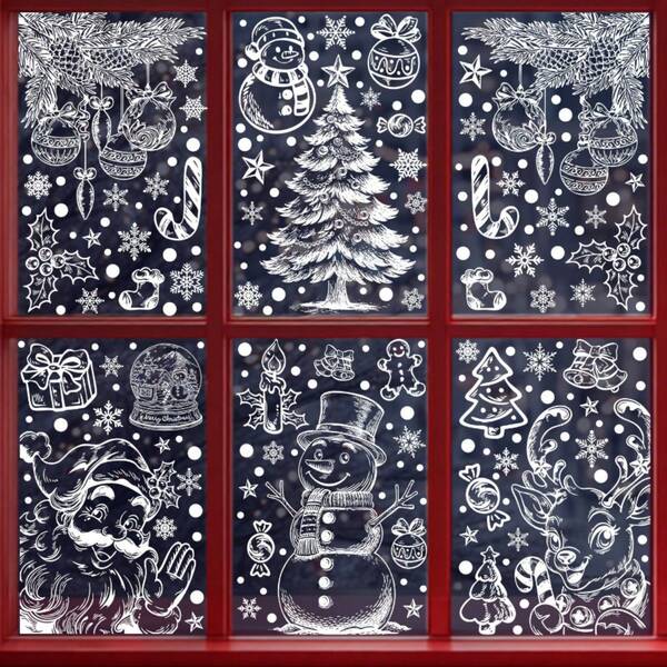 1 Foglio di Adesivi Natalizi per Finestre - Decorazioni Natalizie Statiche Biadesive per Finestre, Senza Residui, Rimovibili, Adesivi Natalizi ad Albero di Natale in PVC per Casa, Ufficio, Feste - Facile da Applicare, Decorazioni Invernali per Finestre (4 Fogli), Decorazioni Natalizie per la Casa, Tema Foresta Innevata, Finitura Lucida, Decorazioni Murali, Adesivi Murali, Adesivi Natalizi, Decorazioni Natalizie