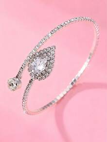 1 件优雅水钻装饰手镯，适合青少年和正式活动的时尚珠宝