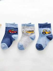 5 Pairs/Set Kids Cartoon Car Pattern Mid-Calf Socks, Boys Socks, Soft & Breathable, Suitable For Autumn/Winter Daily And Back To School Wear - Multicolor - View 5