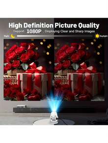 HY200 PRO 迷你投影仪，安卓 11 系统，双频 WiFi 6，200ANSI 分辨率，原生 720P 分辨率，支持 4K 解码和 1080P 解码，自动梯形校正，180° 旋转，便携式家庭影院投影仪，LYNCAST 出品 - 彩色 - 查看 7