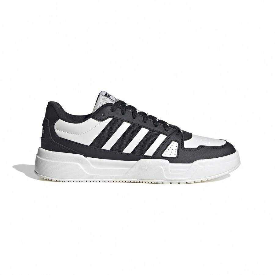 Adidas 阿迪达斯男女通用休闲鞋，2025新款经典三条纹运动鞋，低帮休闲鞋，耐穿平底鞋，情侣款 - 黑與白 - 查看 1