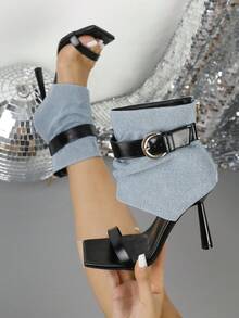 Women's Elegant Strap High Heel Sandals, Suitable For Commuting - Blue - View 1