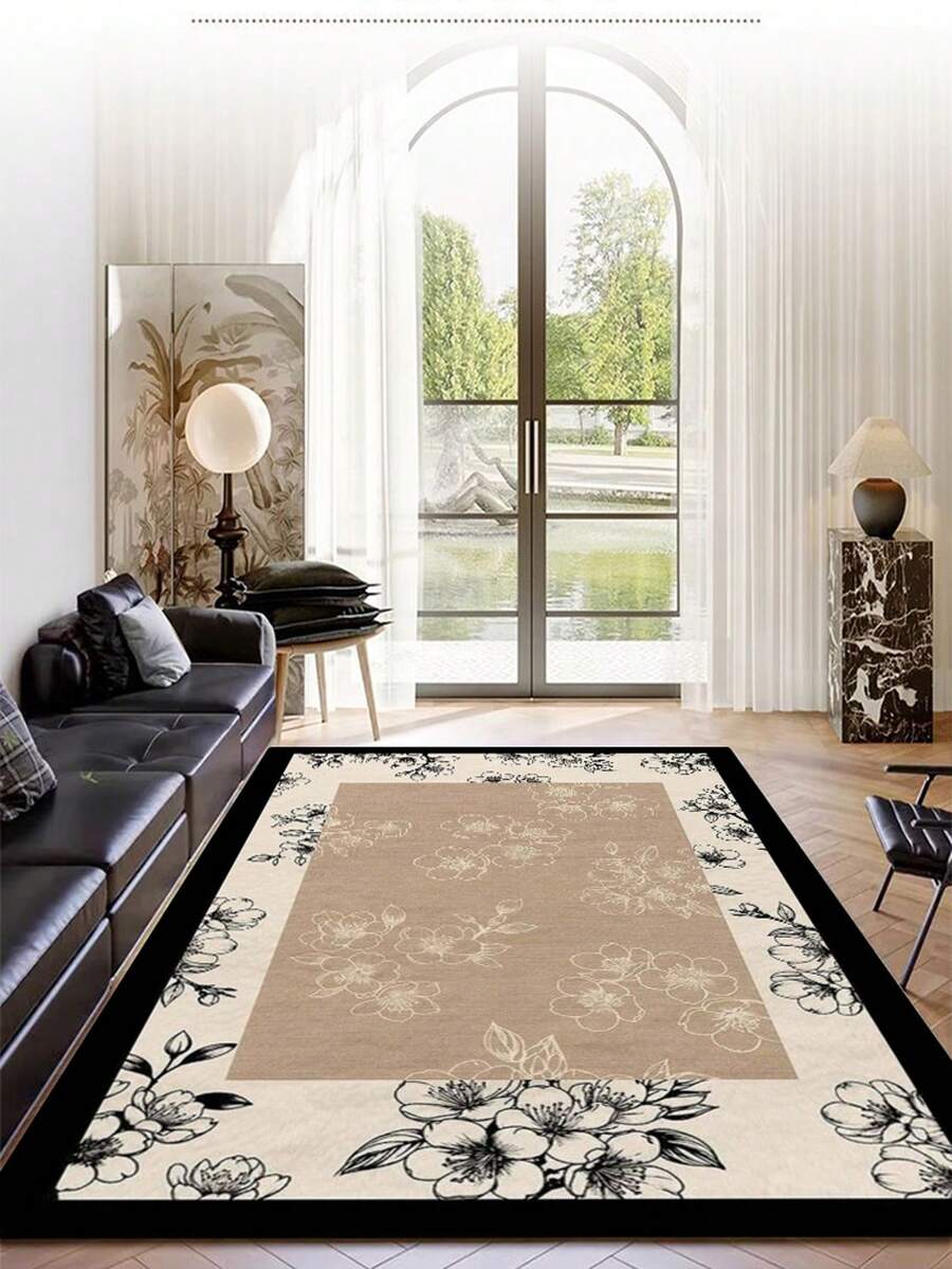 1 Stück leichter Luxus - Blumen gestreifter Boho Teppich, modern minimalistisch - super weicher Kunstkaschmir Teppich, maschinenwaschbar, geeignet für Wohnzimmer, Schlafzimmer, Büro und Esszimmer - hervorragend für Halloween, Weihnachten, Ostern, Erntedank Dekoration, 700g/m², Innen-/Außenbereich, Wohndekoration - Verschiedenfarbig - Übersicht 1