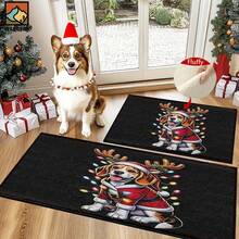 1 pieza /2 piezas Alfombra antideslizante para baño con estampado de perro, alfombra antideslizante de fibra súper, imitación de cachemir absorbente y de secado rápido, adecuada para puertas, baños, cocinas y otras ocasiones, lavable a máquina, antideslizante, decoración diaria, se puede regalar - Multicolor - Ver 8