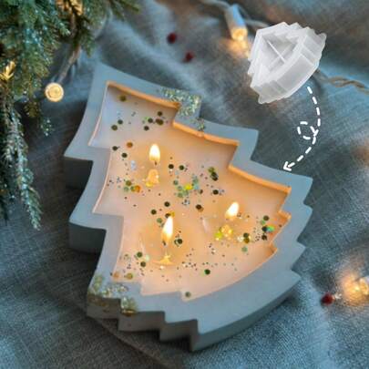 Molde de silicona para hacer velas, decoración de árbol de Navidad, soporte para velas y otros adornos caseros de resina, yeso y pegamento