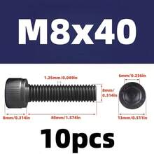 10件/20件/25件 M3/M4/M5/M6/M8/M10 15-60mm 长度 12.9级圆柱头内六角螺钉，高强度内六角螺钉 - 黑色 - 查看 28