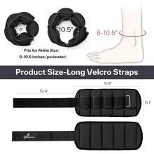 Juego de Pesas para Tobillo y muñeca de 2 Libras, Correas de Peso para muñeca y Tobillo Totalmente Ajustables para Fitness | 0.5-2 lbs por Tobillo, Paquete de 2 1-4 lbs - Negro - Ver 5