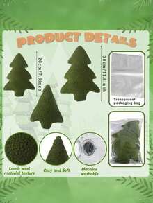 Juego de cojines con forma de árbol de Navidad, cojines decorativos con forma de árbol, cojines de sofá navideños, cojines suaves y lindos para decoración, adecuados para sofás de salas de estar, dormitorios, escenas al aire libre, etc., ideales para fiestas, reuniones, decoración del hogar al aire libre durante la Navidad. - Multicolor - Ver 3