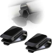 Porta Lentes para Auto (2 Piezas), Soporte para Gafas de Sol para Coche Universal, Adecuado para Diferentes tamaños de Vasos y anteojos Sol, Negro - 1 - Ver 9