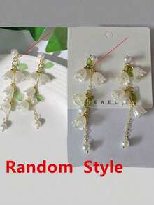 Faux Pearl Decor Flower Drop Earrings Valentines,Mom,Mother,Mother's Day,Gift - 多色 2 - 查看 6