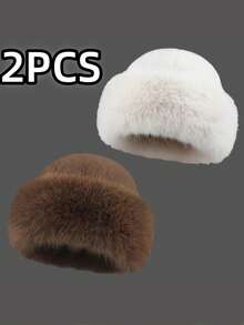 1pc Women Winter Furry Hat, European & Korean Style Warm Headwear, Solid Color Cute & Versatile, Thicker Design Winter Hat Winter Outfits
