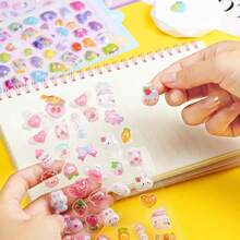 Cute 3D Puffy Stickers Kawaii Resin Animal Cartoon Sticker, Tiny DIY Stickers For Scrapbooks Laptops Water Bottles (Multicolor) - 風格-a - 查看 5