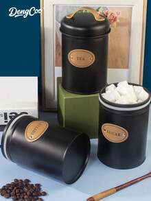 Dengcoo 3 hộp kín, hộp cà phê, hộp trà, hộp đường, đồ ăn nhẹ, bình đựng trái cây khô có vòng đệm, hộp kim loại chống ẩm - Nhiều màu - Xem 3