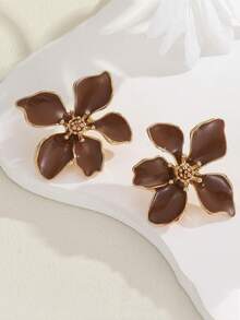 2 szt. Modne kolczyki z igłą w kolorze różowym i czerwonym, kolczyki z kwiatami w kolorze claret flower, damskie akcesoria do codziennego noszenia