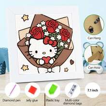 Sanrio Hello Kitty 5D DIY Diamant Malerei Set mit Kristall Strass Dekoration, Paar Handgemachtes Kunst Gemälde Geburtstagsgeschenk