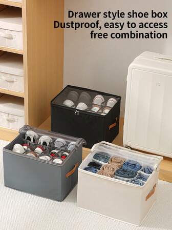 透明盖收纳盒，坚固手柄衣柜鞋收纳盒，牛仔裤，衬衫衣服收纳盒，室内杂物收纳盒，节省空间大容量收纳