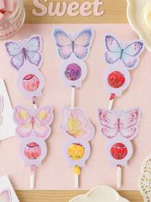 24 pièces Cartes de support de décoration de sucette style papillon rose violet, Papier de sucette, Étiquettes de cadeaux de fête d'anniversaire ou baby shower thème papillon, Sacs d'emballage de sucette cadeau de remerciement, Étiquettes de bonbons, Fournitures de décoration de fête d'anniversaire thème papillon, Faveurs de fête d'anniversaire joyeux, Cadeaux d'anniversaire thème papillon, Fournitures de fête thème papillon