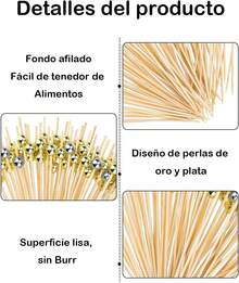 ¡Recomendado200 Piezas Palillos Para Botana, Palitos De Madera, Adecuado Para Fiestas, Picnics y Uso Diario. Son Ideales Para Ofrecer Frutas, Quesos, Postres y Otros Aperitivos Pequeños¡Top de Temporada - 1 - Ver 4