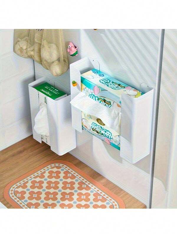 موزع قفازات مغناطيسي قابل للتعديل مثبت على الحائط من معدن أبيض للمطبخ/العيادة/المطعم، تخزين متعدد الوظائف بدون ثقب للأقنعة/القفازات/المناديل، ضروريات الصالون والمنزل (قطعة واحدة)