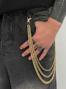 1pc Minimalist Multi-Layer Chain Belt, Gold Color Waist Accessory, Suitable For Men And Women, Daily, Party, And Date Wear, Gift Jewelry - Multicolor - View 8