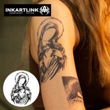 INKARTLINK 圣母玛利亚女神草药汁纹身 魔法纹身 15天纹身 半永久纹身 逼真假纹身 持续1-2周 - 黑色 - 查看 2